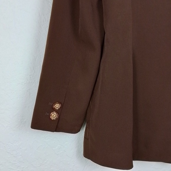 La Moda Womens Blazer 10 Brown Embroider Button Front Single Breast Notch Lapel - Picture 10 of 13